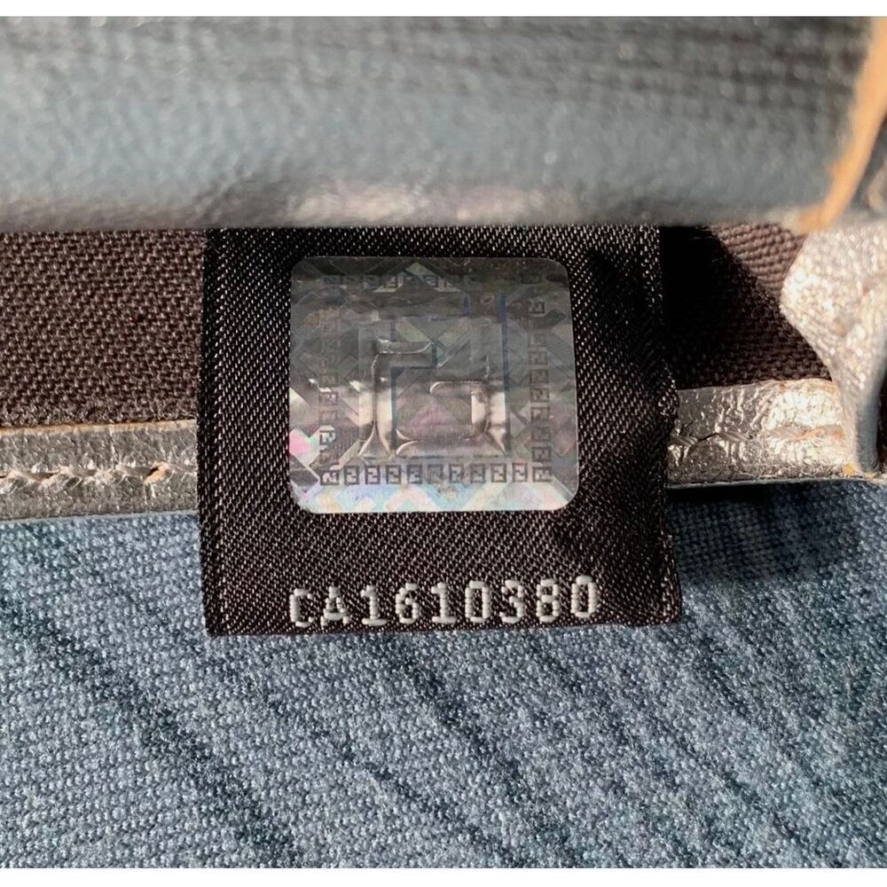 FENDI Metallic Calfskin Wallet On Chain Silver Clutch Purse AUTHENTIC $3800 - Picture 11 of 15